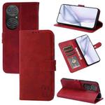 For Huawei P50 Embossed Happy Cat Pattern Horizontal Flip Leather Case with Holder & Card Slots & Wallet(Red)