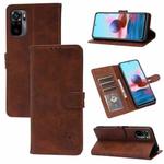 For Xiaomi Redmi Note 10 5G Embossed Happy Cat Pattern Horizontal Flip Leather Case with Holder & Card Slots & Wallet(Brown)