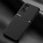 For Xiaomi Redmi Note 10 Pro Classic Tilt Strip Grain Magnetic Shockproof PC + TPU Case(Black)