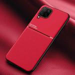 For Samsung Galaxy F62 Classic Tilt Strip Grain Magnetic Shockproof PC + TPU Case(Red)