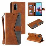 For Xiaomi Redmi Note 10 4G Stitching Calf Texture Horizontal Flip Leather Case with Holder & Card Slots & Wallet(Brown)
