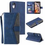 For Xiaomi Redmi 9A Stitching Calf Texture Horizontal Flip Leather Case with Holder & Card Slots & Wallet(Blue)