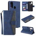 For Xiaomi Redmi 9C Stitching Calf Texture Horizontal Flip Leather Case with Holder & Card Slots & Wallet(Blue)