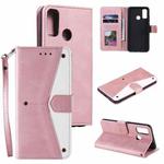 For Xiaomi Redmi 9C Stitching Calf Texture Horizontal Flip Leather Case with Holder & Card Slots & Wallet(Rose Gold)
