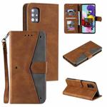 For Xiaomi Mi 10 Lite 5G Stitching Calf Texture Horizontal Flip Leather Case with Holder & Card Slots & Wallet(Brown)