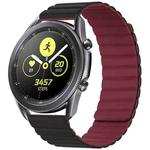 20mm For Samsung Smart Watch Universal Silicone Magnetic Watch Band(Black+Wine Red)