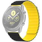 22mm For Samsung Smart Watch Universal Silicone Magnetic Watch Band(Black+Yellow)