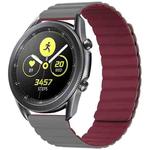 22mm For Samsung Smart Watch Universal Silicone Magnetic Watch Band(Grey+Wine Red)