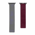 Silicone Magnetic Watch Band For Apple Watch Series 7 45mm / 6 & SE & 5 & 4 44mm / 3 & 2 & 1 42mm(Grey+Wine Red)