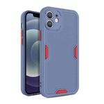 For iPhone 12 Pro Contrast-Color Straight Edge Matte TPU Shockproof Case with Sound Converting Hole(Grey)
