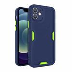 For iPhone 11 Pro Contrast-Color Straight Edge Matte TPU Shockproof Case with Sound Converting Hole (Dark Blue)