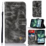 For Nokia 7.2 Retro Copper Button Crazy Horse Horizontal Flip PU Leather Case with Holder & Card Slots & Wallet & Lanyard(Grey)