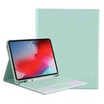 YT11B-A 2021 Detachable Candy Color Skin Texture Round Keycap Bluetooth Keyboard Leather Tablet Case with Touch Control & Pen Slot & Stand For iPad Pro 11 (2021)(Light Green)