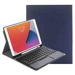 YA11B-A 2021 Detachable Lambskin Texture Round Keycap Bluetooth Keyboard Leather Tablet Case with Touch Control & Pen Slot & Stand For iPad Pro 11 (2021)(Dark Blue)