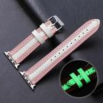 Cowhide Leather Luminous Watch Band For Apple Watch Series 8&7 41mm / SE 2&6&SE&5&4 40mm / 3&2&1 38mm(Pink)