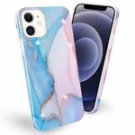Frosted Watercolor Marble TPU Protective Case For iPhone 12 mini(Baby Blue)