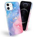 Frosted Watercolor Marble TPU Protective Case For iPhone 12 / 12 Pro(Blue+Pink)