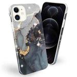 Frosted Watercolor Marble TPU Protective Case For iPhone 12 / 12 Pro(Black)