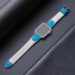 Splicing Cowhide Leather Watch Band For Apple Watch Ultra 49mm&Watch Ultra 2 49mm / Series 9&8&7 45mm / SE 3&SE 2&6&SE&5&4 44mm / 3&2&1 42mm(White Blue)