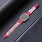 Splicing Cowhide Leather Watch Band For Apple Watch Ultra 49mm / Series 8&7 45mm / SE 2&6&SE&5&4 44mm / 3&2&1 42mm(Rose Red)