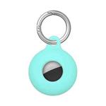 Dual-Side Hollow Anti-scratch Silicone Shockproof Protective Cover Case with Keychain Hook Loop For AirTag(Mint Green)