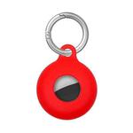 Dual-Side Hollow Anti-scratch Silicone Shockproof Protective Cover Case with Keychain Hook Loop For AirTag(Red)