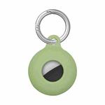 Dual-Side Hollow Anti-scratch Silicone Shockproof Protective Cover Case with Keychain Hook Loop For AirTag(Light Green)