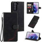Three-color Stitching Calf Texture Horizontal Flip Leather Case with Holder & Card Slots & Wallet For Samsung Galaxy S21 5G(Black)