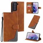 Three-color Stitching Calf Texture Horizontal Flip Leather Case with Holder & Card Slots & Wallet For Samsung Galaxy S21+ 5G(Brown)