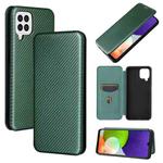 For Samsung Galaxy A22 4G Carbon Fiber Texture Horizontal Flip TPU + PC + PU Leather Case with Card Slot(Green)