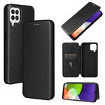 For Samsung Galaxy A22 4G Carbon Fiber Texture Horizontal Flip TPU + PC + PU Leather Case with Card Slot(Black)