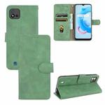 For OPPO Realme C11 (2021) / Realme C20 Solid Color Skin Feel Magnetic Buckle Horizontal Flip Calf Texture PU Leather Case with Holder & Card Slots & Wallet(Green)