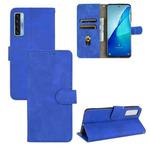 For TCL 20S Solid Color Skin Feel Magnetic Buckle Horizontal Flip Calf Texture PU Leather Case with Holder & Card Slots & Wallet(Blue)