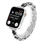 Small Waist Stainless Steel Strap Watch Band For Apple Watch Series 7 41mm / 6 & SE & 5 & 4 40mm / 3 & 2 & 1 38mm(Silver Black)