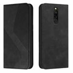 For Xiaomi Redmi 8 / 8A Skin Feel Magnetic S-type Solid Color Horizontal Flip Leather Case with Holder & Card Slot & Wallet(Black)
