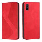 For Xiaomi Redmi 9A Skin Feel Magnetic S-type Solid Color Horizontal Flip Leather Case with Holder & Card Slot & Wallet(Red)