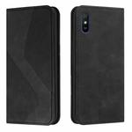 For Xiaomi Redmi 9A Skin Feel Magnetic S-type Solid Color Horizontal Flip Leather Case with Holder & Card Slot & Wallet(Black)