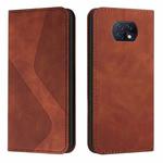 For Xiaomi Redmi Note 9 5G / Note 9T Skin Feel Magnetic S-type Solid Color Horizontal Flip Leather Case with Holder & Card Slot & Wallet(Brown)