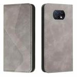 For Xiaomi Redmi Note 9 5G / Note 9T Skin Feel Magnetic S-type Solid Color Horizontal Flip Leather Case with Holder & Card Slot & Wallet(Grey)