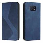 For Xiaomi Redmi Note 9 5G / Note 9T Skin Feel Magnetic S-type Solid Color Horizontal Flip Leather Case with Holder & Card Slot & Wallet(Blue)