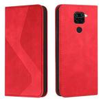 For Xiaomi Redmi Note 9 / Redmi 10X Skin Feel Magnetic S-type Solid Color Horizontal Flip Leather Case with Holder & Card Slot & Wallet(Red)