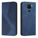 For Xiaomi Redmi Note 9 / Redmi 10X Skin Feel Magnetic S-type Solid Color Horizontal Flip Leather Case with Holder & Card Slot & Wallet(Blue)