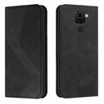 For Xiaomi Redmi Note 9 / Redmi 10X Skin Feel Magnetic S-type Solid Color Horizontal Flip Leather Case with Holder & Card Slot & Wallet(Black)