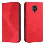 For Xiaomi Redmi Note 9S / Note 9 Pro Skin Feel Magnetic S-type Solid Color Horizontal Flip Leather Case with Holder & Card Slot & Wallet(Red)