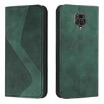 For Xiaomi Redmi Note 9S / Note 9 Pro Skin Feel Magnetic S-type Solid Color Horizontal Flip Leather Case with Holder & Card Slot & Wallet(Green)