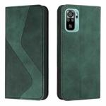 For Xiaomi Redmi Note 10 4G / Note 10S Skin Feel Magnetic S-type Solid Color Horizontal Flip Leather Case with Holder & Card Slot & Wallet(Green)