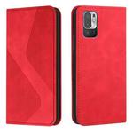 For Xiaomi Redmi Note 10 5G Skin Feel Magnetic S-type Solid Color Horizontal Flip Leather Case with Holder & Card Slot & Wallet(Red)