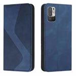 For Xiaomi Redmi Note 10 5G Skin Feel Magnetic S-type Solid Color Horizontal Flip Leather Case with Holder & Card Slot & Wallet(Blue)