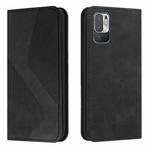 For Xiaomi Redmi Note 10 5G Skin Feel Magnetic S-type Solid Color Horizontal Flip Leather Case with Holder & Card Slot & Wallet(Black)