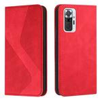 For Xiaomi Redmi Note 10 Pro Skin Feel Magnetic S-type Solid Color Horizontal Flip Leather Case with Holder & Card Slot & Wallet(Red)